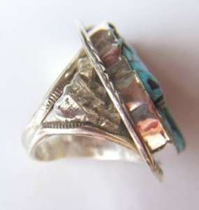   CARVED~TURQUOISE~STERLING SILVER~HORSE~RING~BY FRANCISCO GOMEZ  