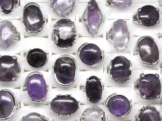   jewelry lots mix 25 amethyst stone silver P Rings Free shipping CST16