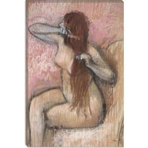  Femme Nue Assise, Se Coiffant by Edgar Degas Canvas 