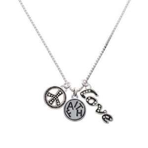  Faith in Circle, Peace, Love Charm Necklace [Jewelry 