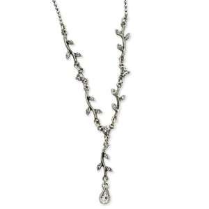  Silver tone Crystal Vine 16w/Ext Necklace: Jewelry
