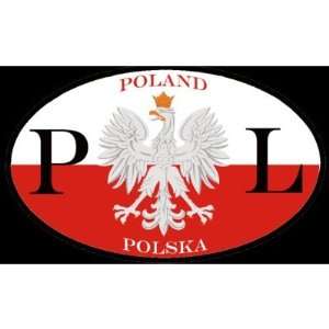  Poland Polska PL Oval Sticker: Automotive