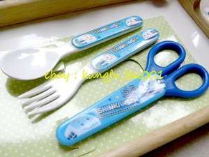 Sanrio Shinkansen JR Train Baby Kid Food Scissors + Flatware Spoon 