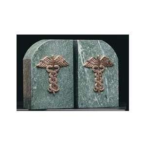  Caduceus Medical Genuine Marble Bookends