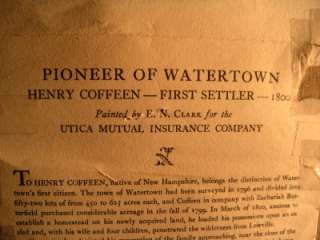VINTAGE FRAMED PIONEER OF WATERTOWN HENRY COFFEEN PRINT  