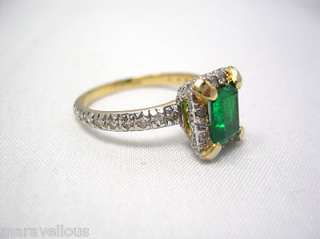 NATURAL COLOMBIAN EMERALD DIAMOND RING 14K YELLOW GOLD  
