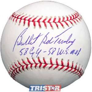  Bullet Bob Turley Autographed Baseball with 58 Cy Y   58 