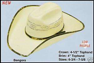 COWBOY HAT ~Western BANGORA STRAW~ CAMO Camouflage Band  