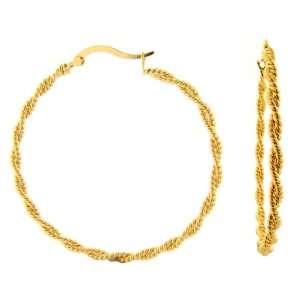 1.75 Gold Vermeil Twisted Rope Hoop Earrings Jewelry
