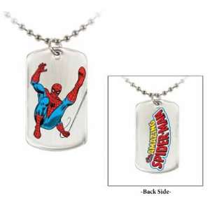  Spiderman Silver Double Side Dog Tag Pendant Necklace 