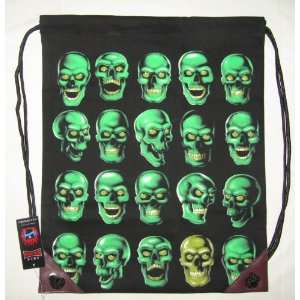  Skull Gym Sack / Punk Drawstring Backpack 