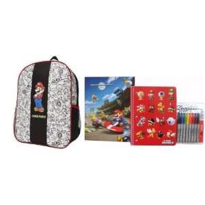   Mario Line Backpack with Sharpies, Folder and Notebook Toys & Games