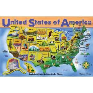  USA Map Wooden Jigsaw Puzzle   45 Pieces   Melissa & Doug 