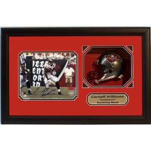    Williams Autographed 8x10 with mini helmet in a Shadow Box Frame