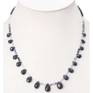   Single Strands Faceted Shaded Sapphire Drops Beaded Necklace Jewelry