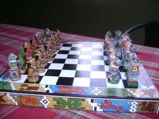   gift collectable Peru chess set Incas Vs Spanish Conquerors  