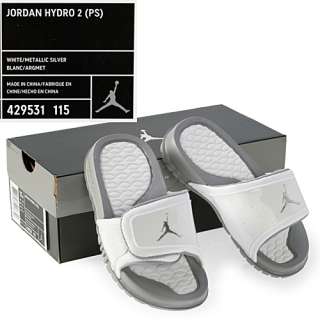 NIKE AIR JORDAN HYDRO 2 (PS) LITTLE KIDS Size 13 White Sandals  