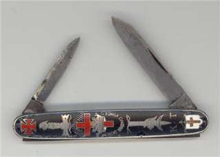 Antique Knights Templar Cloisonne Enamel Freemason Pocket Knife  