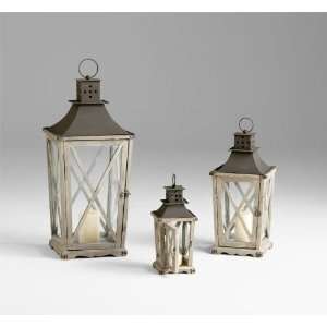   Cornwall Rustic Weathered Wood Metal Candle Lanterns