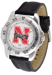 Nebraska Cornhuskers Logo  Mens Sport Leather Watch  