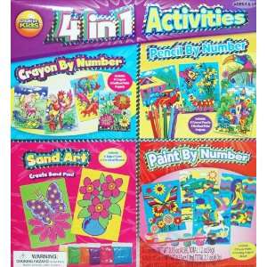  Creative Girl 4 in 1 Activities: Crayon By Number, Pencil 
