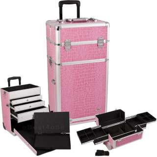   Case Cosmetic Aluminum CR1 With Long Drawers Black Hot Pink  