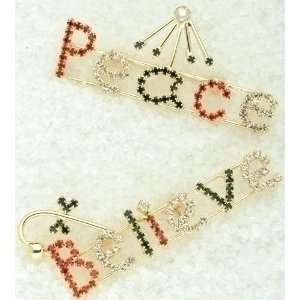 Pack of 12 Christmas Jewelry Peace & Believe Crystal Holiday Word 