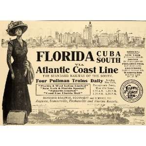  1910 Ad Atlantic Coast Line Railroad Logo Pullman Train 