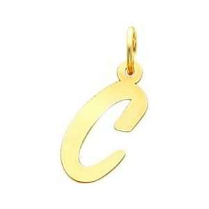  Cursive Letter C Charm 14k Gold: Jewelry