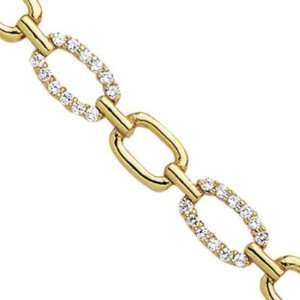   Cubic Zirconia Round Rectangular Link Bracelet   Length 18 cm Jewelry
