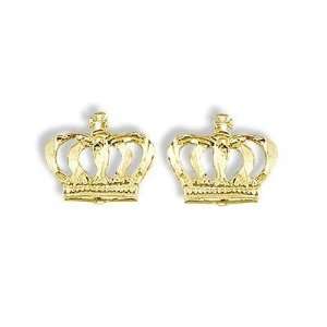   14k Gold King Queen Royalty Crown Stud Earrings Girl: Home & Kitchen
