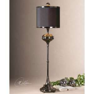  Uttermost 29891 1 Dalar Buffet Table Lamp, Black Chrome 