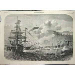    1860 PRINCE WALES QUEBEC CANADA SHIP FLAGS FINE ART