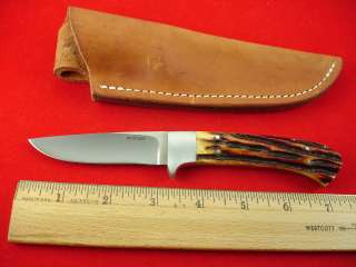   DECEASED MAKER BEAUTIFUL AMBER BONE HANDLES CUSTOM HUNTING KNIFE