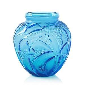  Lalique Sauterelles Vase Blue 10 3/4in: Home & Kitchen