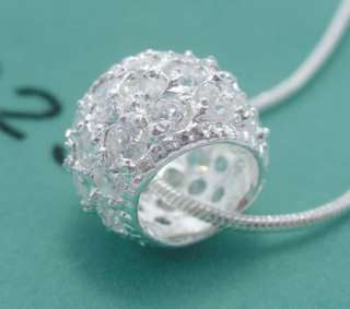 HOT SALE SILVER PLATED BALL W/Crystal NECKLACE D30  