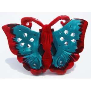   Ring Collection Blue and Red Butterfly Adjustable Ring Jean Daniel