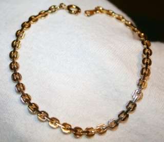 Dainty Textured Flat Link Goldtone Bangle Bracelet  