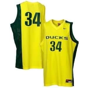 Nike Oregon Ducks #34 Yellow Replica Basketball Jersey:  