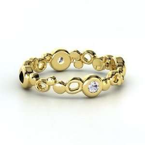  Bubble Stack Ring, 14K Yellow Gold Ring with Black Diamond 