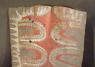 MENS CEREMONIAL HOUSE PAINTED ROOF PANEL PAPUA NEW GUINEA  