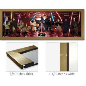  Gold Framed Star Wars Lightsabers And Jedis 12x36 Poster 