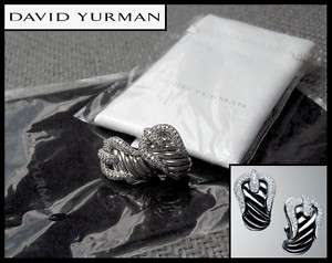 AUTH. DAVID YURMAN PAVE DIAMOND CABLE BUCKLE EARRINGS  