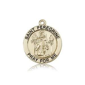  14kt Gold St. Saint Peregrine Medal 1 x 7/8 Inches 4081KT 
