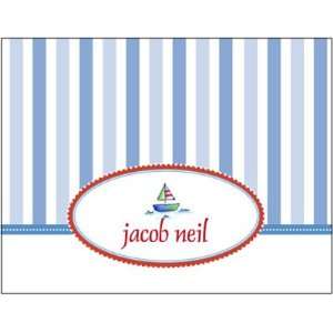Queen Bee Personalized Folded Note Cards   Sailboat Stripe
