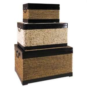  Set of Three Natural Material Decorative Boxes