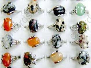 Wholesale lots 100pcs vintage natural gem stone silver p Rings Free 