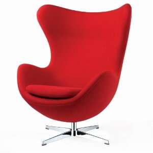  Designer Modern Arne Jacobsen Egg Chair   Red 100% Wool 