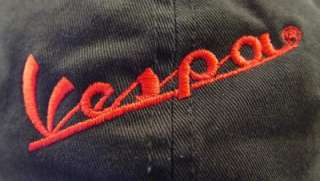 NEW Black Vespa Red Embroidered Hat Cap Scooter Decky  