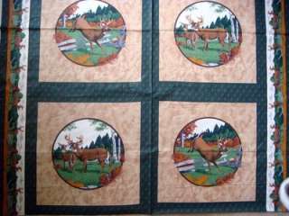 Deers Pillow Panel fabric   4 panels   BTY  